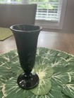 Black Le Smith Amethyst Glass Bud Vase Sterling Overlay Flowers 6    Antique