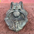 Vintage Cast Iron Satyr Devil Faun Door Knocker Horned Gargoyle Gothic Victorian