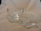 Vintage Clear And Frosted Glass Tree Shaped Snack Tray With Clear Cup