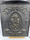 Antique  Fireplace Back Cast Iron 20 X 25 Decorated Hearth Goddess 19th C