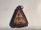 Vintage Sitting Buddhist Amulet In Red-jeweled Case With New 24  Necklace