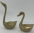 Mid Century Vintage Solid Brass Swan Statues Set Of 2 Made In Korea