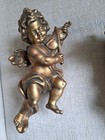 2 Vintage Gold Musical Angels Lg  11  Blown Mold Cherubs Home Decor