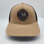 Mossy Oak Camouflage Tan   Black Outdoor Cap Stretch Fit Size S m Hat Patch Logo