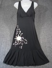 Vtg B Smart Maxi Dress Women 11 12 Black Flower Embroidery Whimsigoth Y2k Fairy