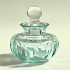 Vintage Aqua Teal Uranium Cut Glass Crystal Vanity Bottle With Clear Topper 3 5 