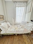 Lot Antique Vintage French Textiles Embroidery Clothing Fabric Material Collect