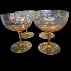 Set Of 8 Vintage Amber Coupe Wine Glasses Champaigne Marigold 4 25  T X 3 25  D