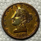 1849 California  5 Gold Counter Token Rare Protruding Chin Type