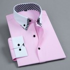 Mens Dress Shirts Long Sleeves Formal Slim Business Double Collar Casual Shirts