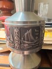 Vintage Selandia Norway Pewter Nautical Acanthus Bud Vase Ocean
