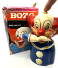 Vintage 1971 Bozo The Clown Mechanical Plastic Coin Bank - Working - No Key -box