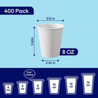 400 Pack 8 Oz Disposable Paper Coffee Cups  White Paper Hot Coffee Cups For Part