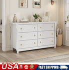 Modern Wood 6 Drawer Dresser 47 In Wide Chest Bedroom Entryway Storage Organizer