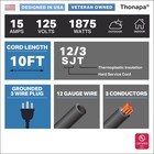 Thonapa 10 Foot Replacement Cord With Open End-black 12 Awg 12 3 Sjt  Nema 5-15p