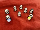 Vintage Hand Blown Set Of 8 Mini Glass Playful Panda Bears Cute Decor