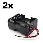 2x 6-aa Battery Spring Clip Holder Case Plastic Box Tow Layers Stacked 9vdc