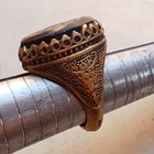 Rare Antique Bronze Ring Engraved Stone Vintage Handmade Authentic