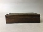 Y7809 Box Engraving Mandarin Duck Accessory Case Signed Japan Antique Container