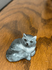 Hagen Renaker Mini Persian Cat Lying Laying Gray Green Eyes Figurine Rare Htf