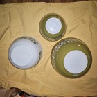 Vintage Pyrex Spring Blossom Daisy Green white 401 402 403 Bowl Set  Very Nice  