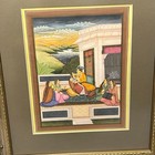 Antique Indian Indo-persian Mughal Miniature Framed Painting Couples Love Scene