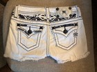 Miss Me Signature Aztec Raw Hem Shorts Size 8  Jk7648h