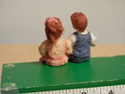 Vintage Doll House Scale 1 12 - Two Children Sitting Resin Figurines