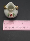 Lovely Vintage Mini Vase White With Gold Handles And Rose Detail Japan