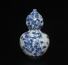 Old Chinese Blue   White Porcelain Vase W  Gourd Qianlong Mk Th2518