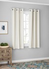 Set Of 2 Polyester Textured Solid Blackout Grommet Window Curtain Panel Pair