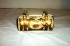 Art Deco Marble Book Shaped Box Cigarette Trinket Ornate Metal White Gold 1920s