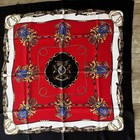 Two Vintage Sunkyung nautical Silk Scarves 34  Vibrant Jewel Tones Black Red