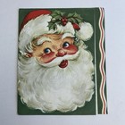 Vintage Mid Century Christmas Greeting Card Smiling Santa Claus Rosy Cheeks Hat