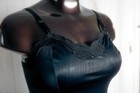 Vintage Wonder Maid Non Cling Black Satin Cami Camisole Size 40 Large Glam Pinup