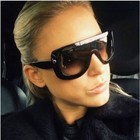 Oversized Fashion Designer Square Big Single Flat Lens Womens Sunglasses Shades 