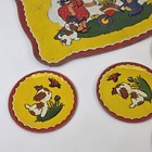 Vintage Tin Toy Tea Set Cups Saucers Tray Ohio Art Little Girl Dog Litho 18 Pc