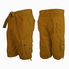 Mens Cargo Shorts Belt Dark Khaki Wash Leg Ties Steintex British Khaki Pockets