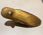 Vintage Ornate Brass Miniature Pin Cushion Shoe With Pearl   Rhinestone Accents