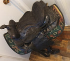 15    Black Tooled Simco Western Trail Saddle  6 5    Gullet