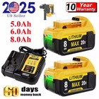 For Dewalt 20v 20 Volt Max 8 0ah Lithium Ion Battery Dcb206-2 Dcb205 Dcb200-2 Us
