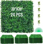 24pcs 24 x16  Artificial Boxwood Wall Hedge Mat Plant Panels Outdoor Grass Fence