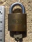 Vintage Best Bell System Brass 3    Padlock With 1 Keys Lock  Works  Look 