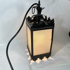 Vintage Black Metal Textured Four Clear Panel Plastic Swag Hanging Lamp Embossed