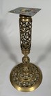 Marble Top Brass Filigree Pedestal Plant Stand Side Hollywood Regency Style