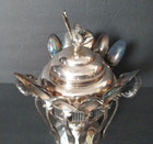 Vintage Wm  Rogers Quadruple Silver Plate Sugar Bowl W bird Finial And 11 Spoons