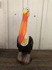 20    Brown Pelican On Piling Hand Carved Wood Tropical Sculpture Bird Decor