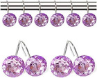 12 Pcs Bling Rhinestones Shower Curtain Hooks Bathroom Rolling Hooks