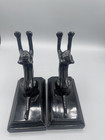 Vintage Art Deco Cast Aluminum Black Cat Bookends Set Of 2