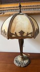 Antique Art Nouveau Caramel Slag Glass 6 Panel Lamp  No Testing